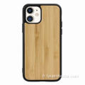 Coque de téléphone en bois de bambou antichoc simple pour iPhone